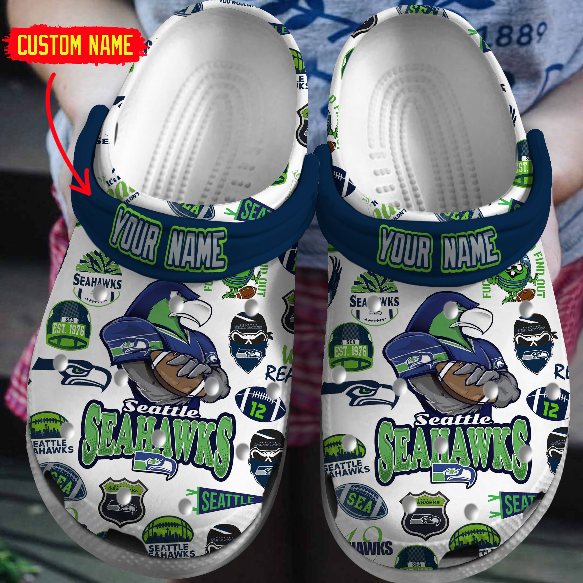 footwearmerch seattle seahawks nfl sport crocs crocband clogs shoes comfortable for men women and kids avnl9