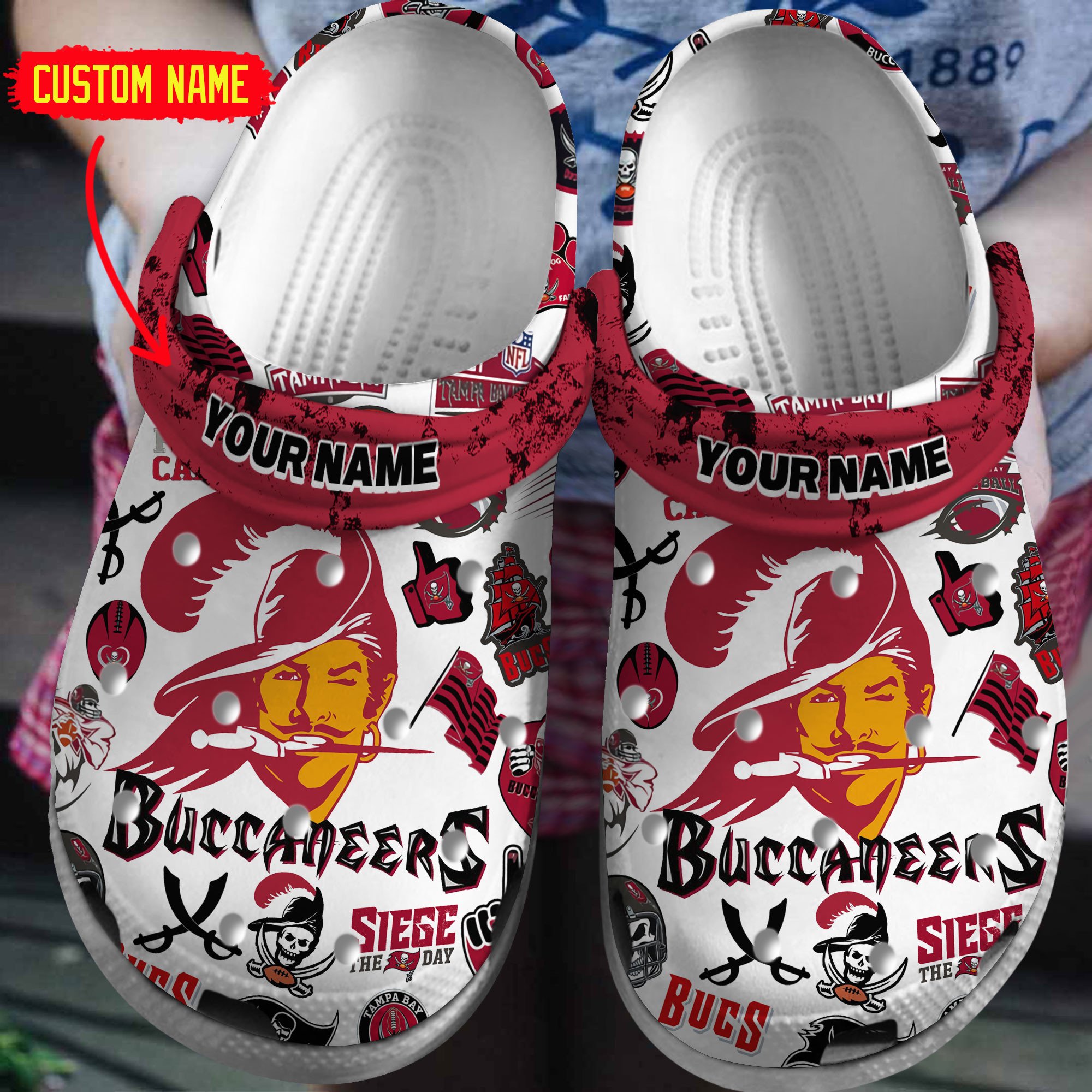 footwearmerch tampa bay buccaneers nfl sport crocs crocband clogs shoes comfortable for men women and kids quygh