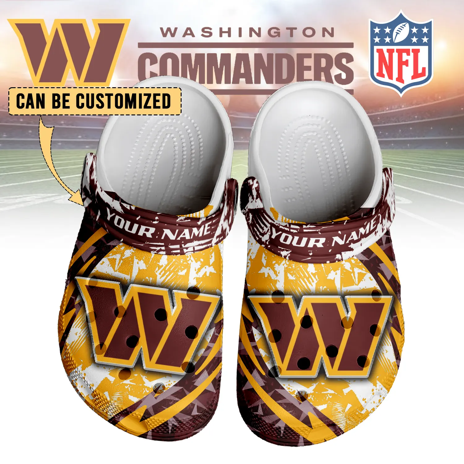 footwearmerch washington commanders nfl crocs crocband clogs shoes comfortable for men women and kids bpfot