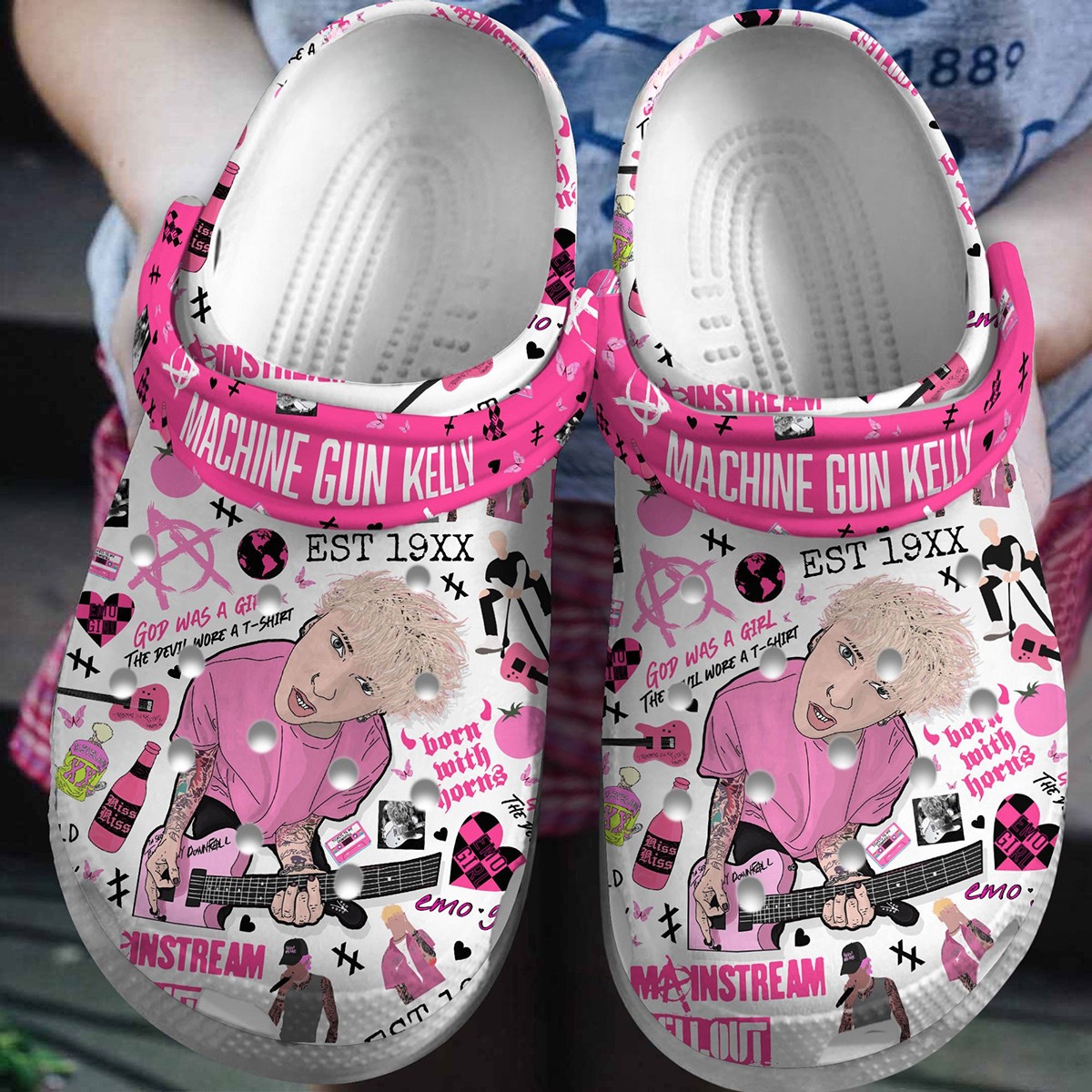 freaky machine gun kelly music artist pink clogs fast shipping worldwide bemj3