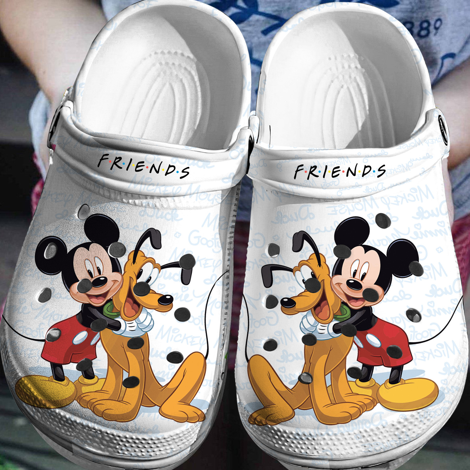 friends mickey and pluto white with letters clogs for kids 26 adults kthgd