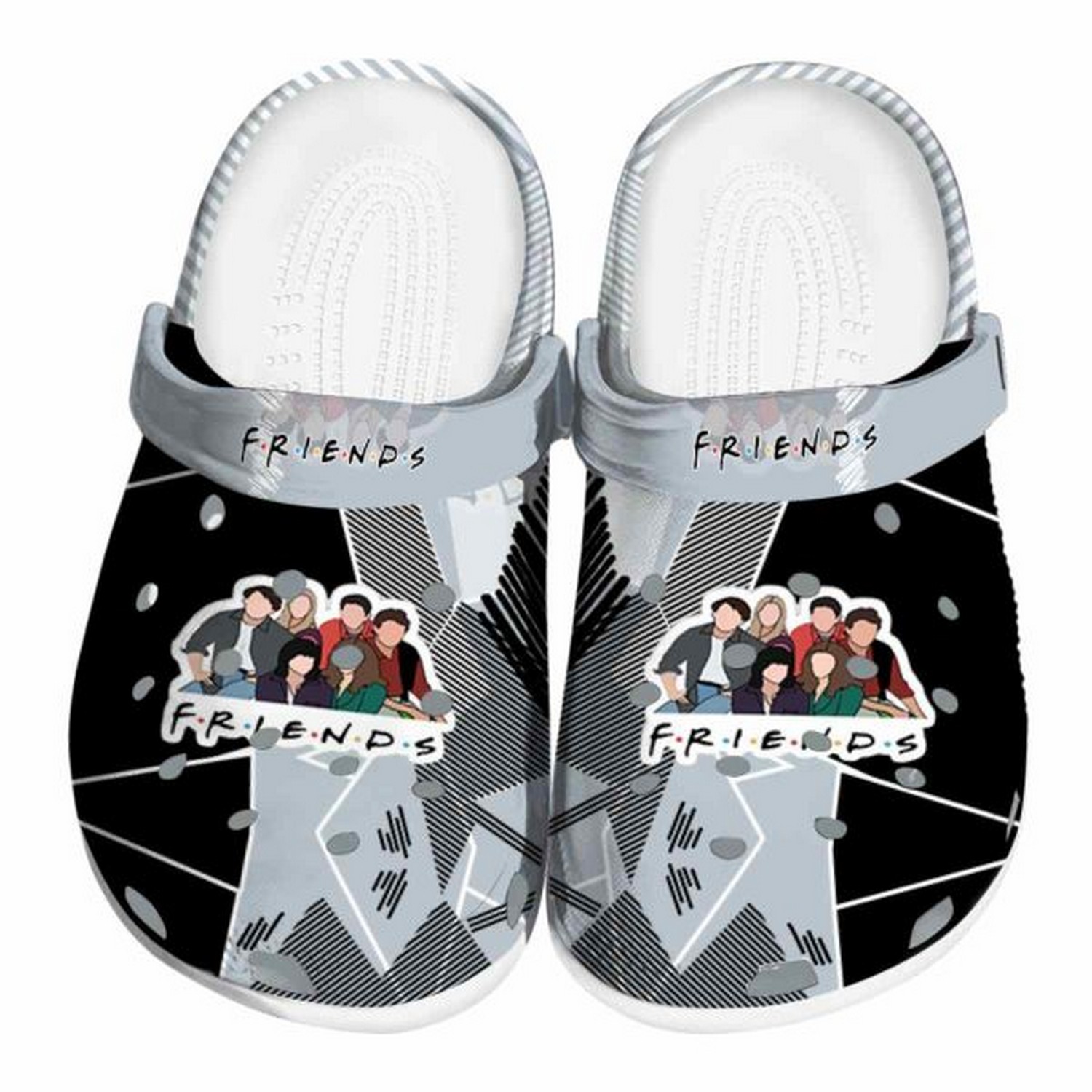 friends tv geometric background clogs for kids and adults 8tvai