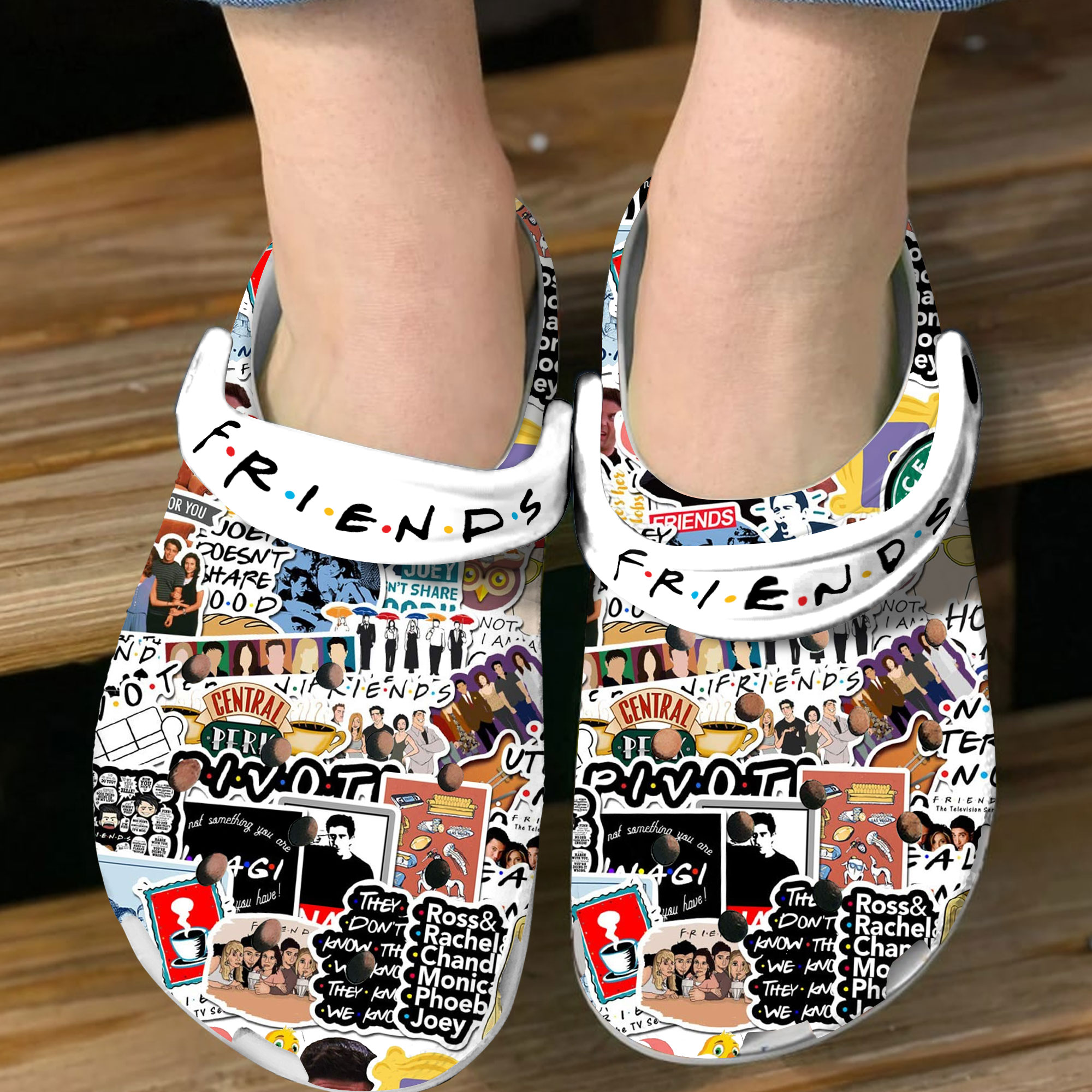friends tv series pivot printed clogs qi0u4