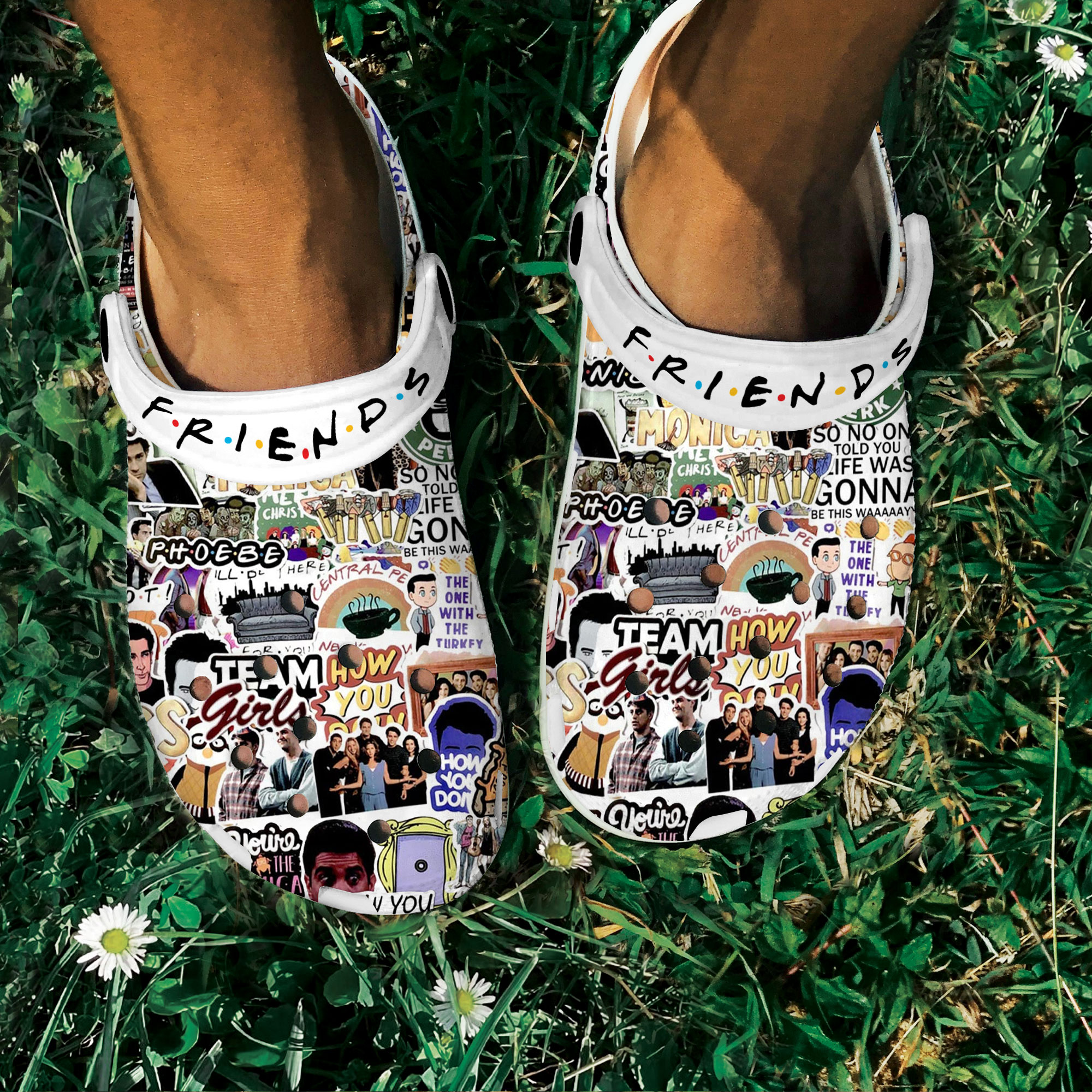 friends tv series team girl printed clogs kxdut