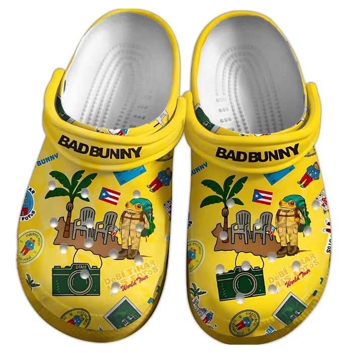 funny 26 weird slippers bad bunny yellow music clogs skuu3