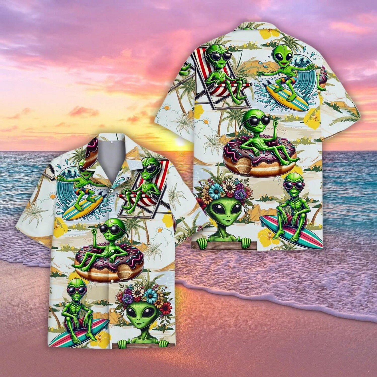funny alien tropical aloha hawaiian shirt ukhyu