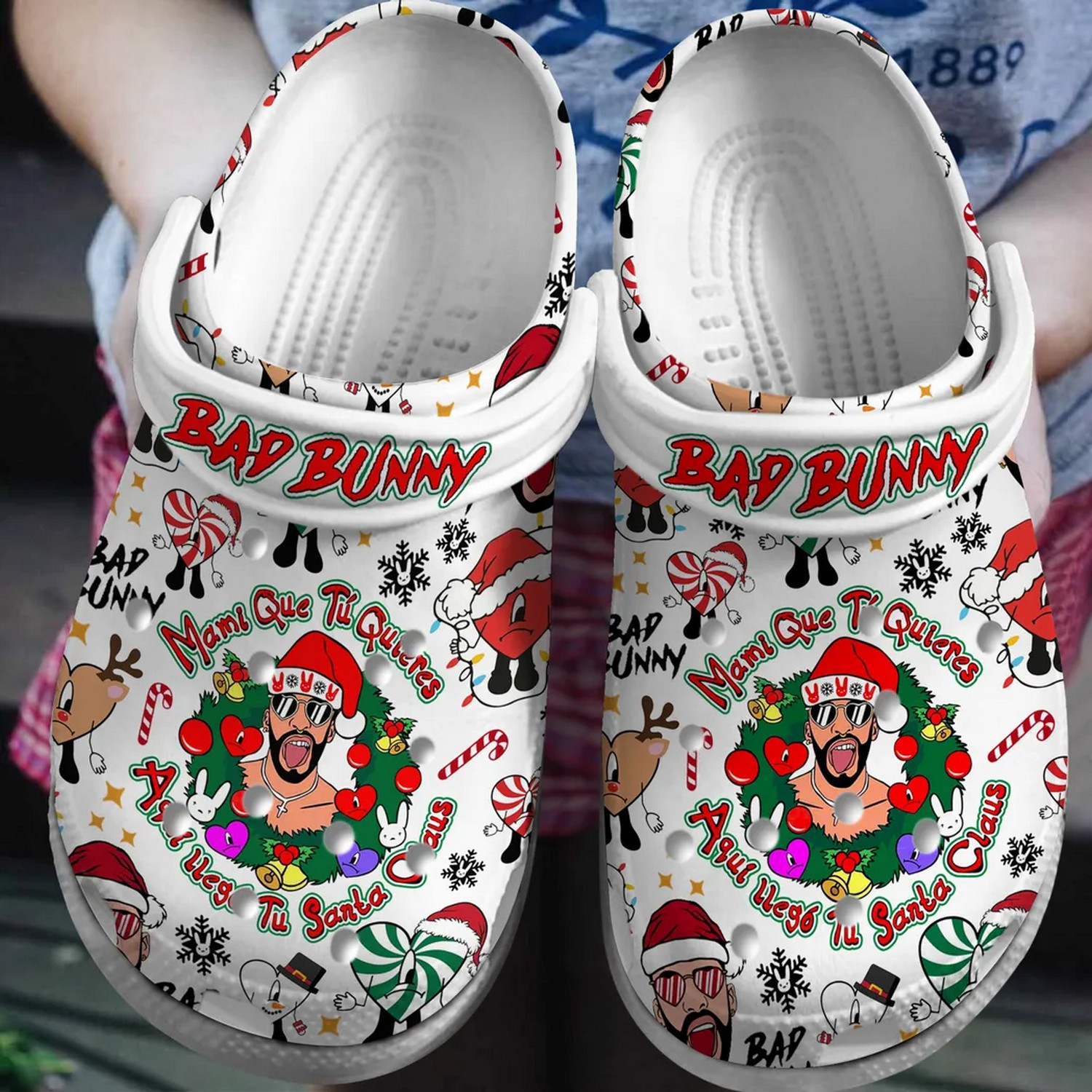 funny bad bunny carton merry christmas clogs for kids and adults iq29d