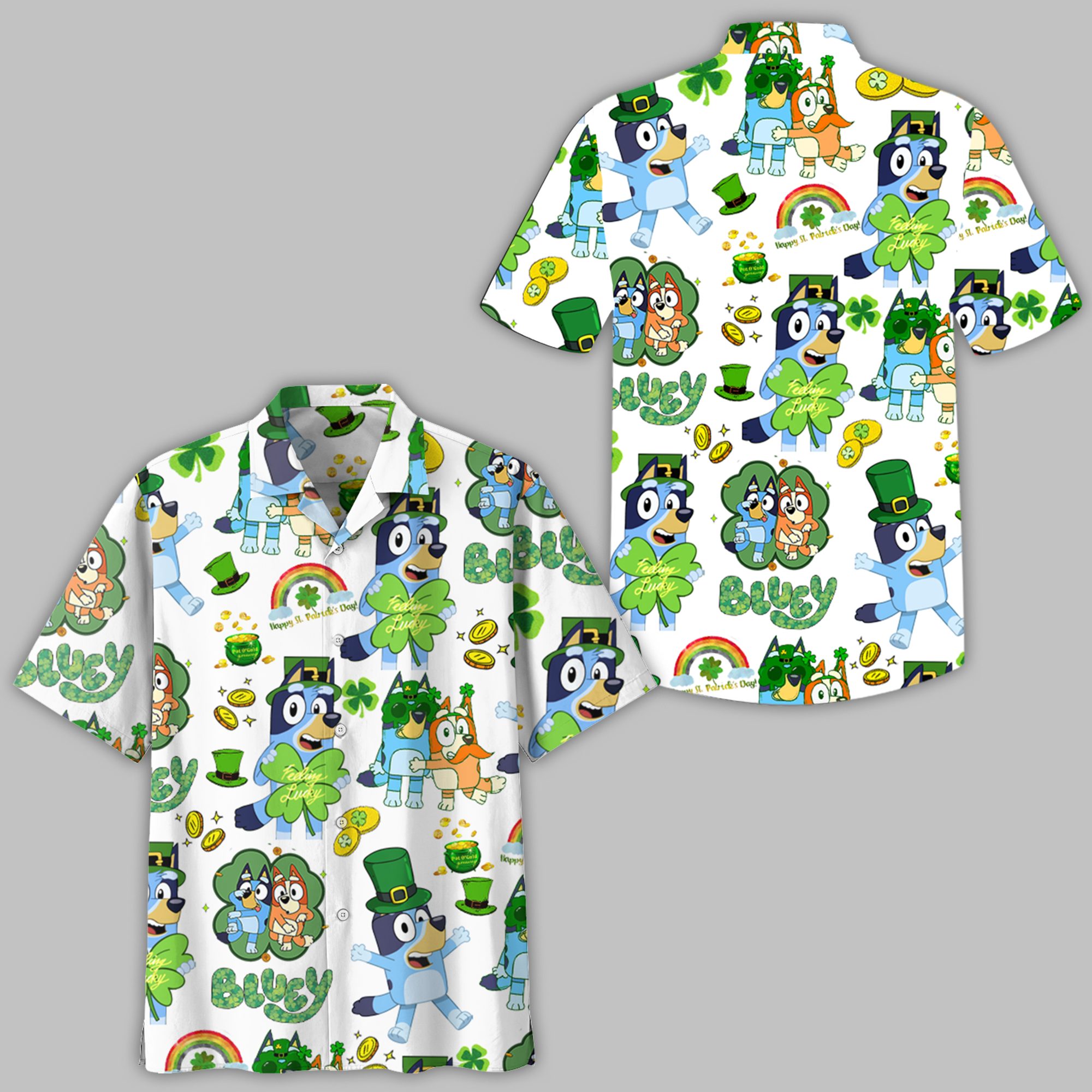 funny bluey happy pattricks day hawaiian shirt alkvx