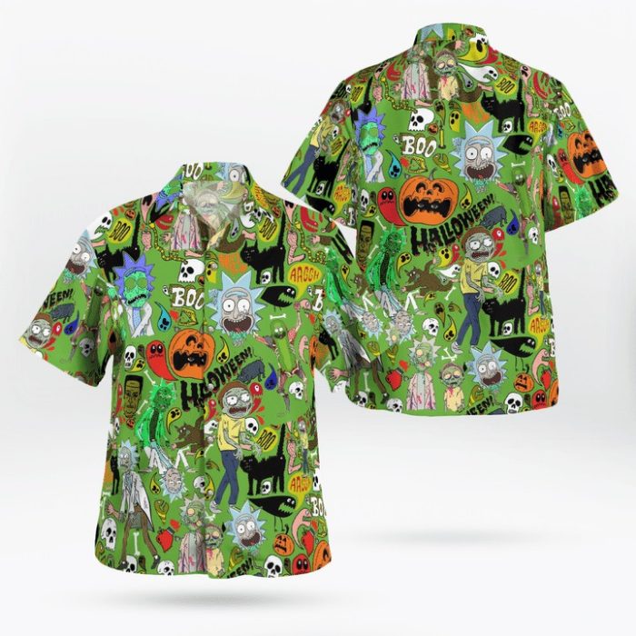 funny cool rick and morty halloween hawaiian shirt s3aec
