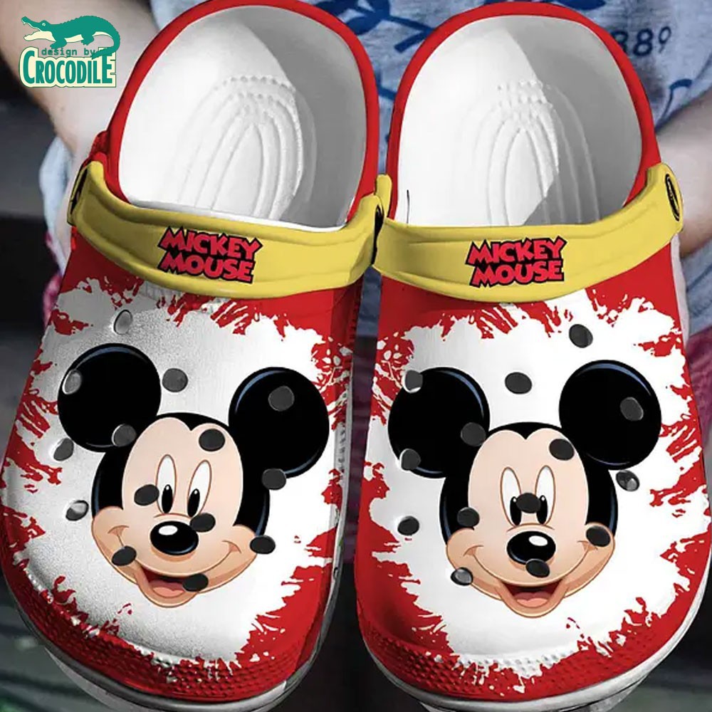 funny face mickey mouse red and white clogs for kids 26 adults gzio0