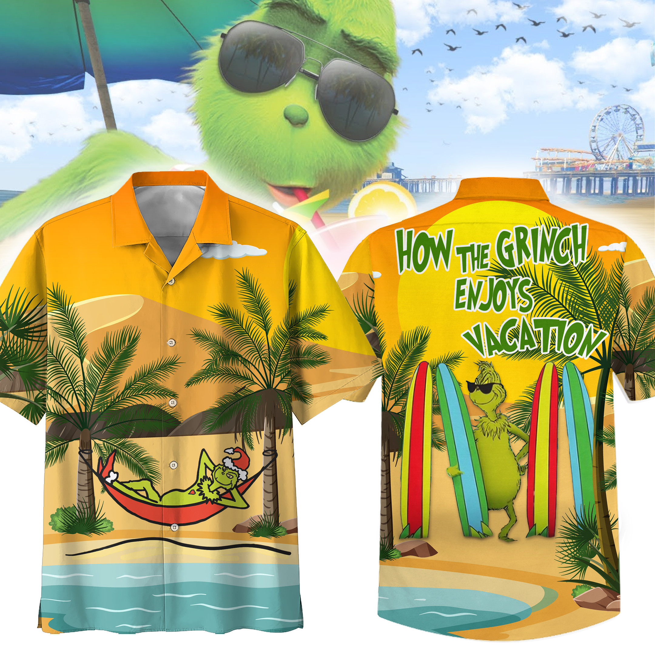 funny grinch stole the summer cartoon hawaiian shirt eqju5