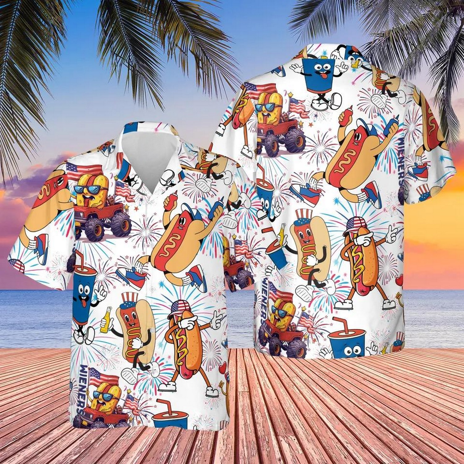 funny hot dog 4th of july hawaiian shirt udhju