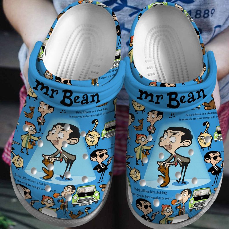 funny mr. bean blue clogs for kids 26 adults evpxd