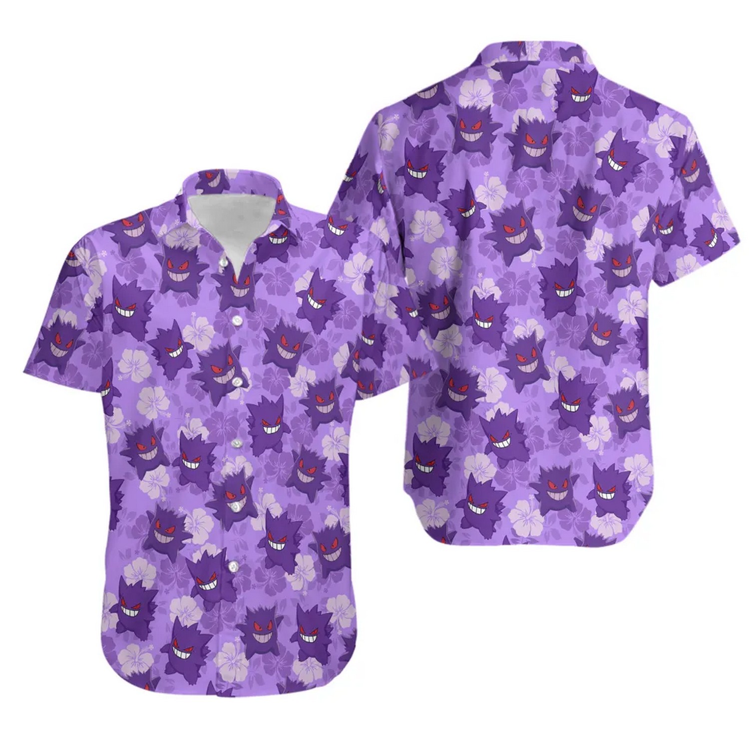 funny purple gengar ghost hawaiian shirt 5fh6d