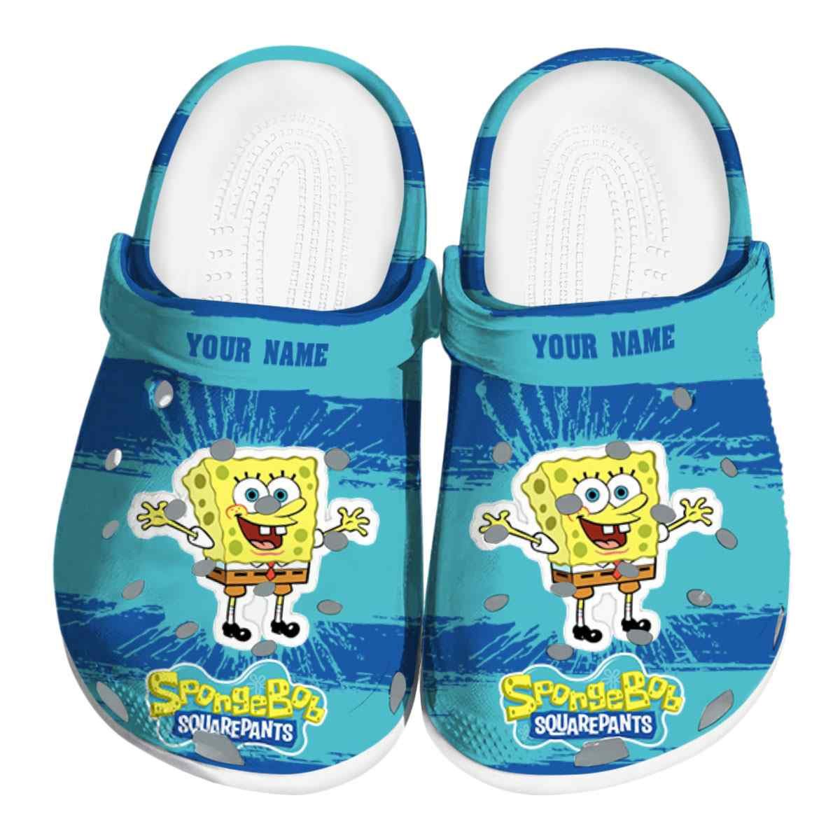funny spongebob custom name blue clogs for kids and adults lfqqe