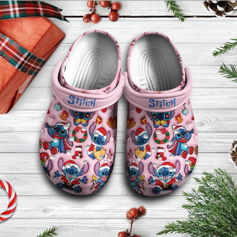 funny stitch christmas pink clogs for kids 26 adults pawge