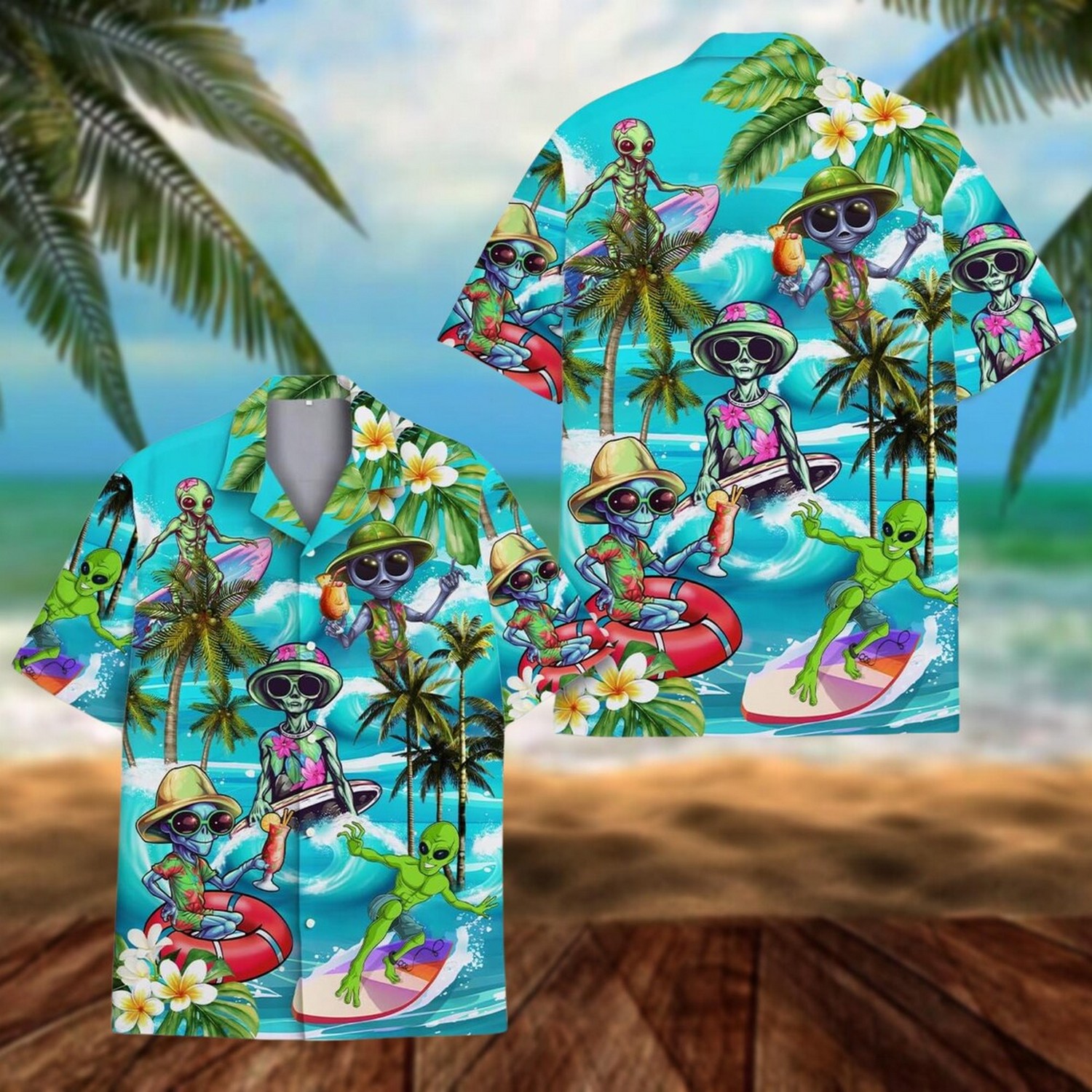 funny summer alien aloha hawaiian shirt bntsz