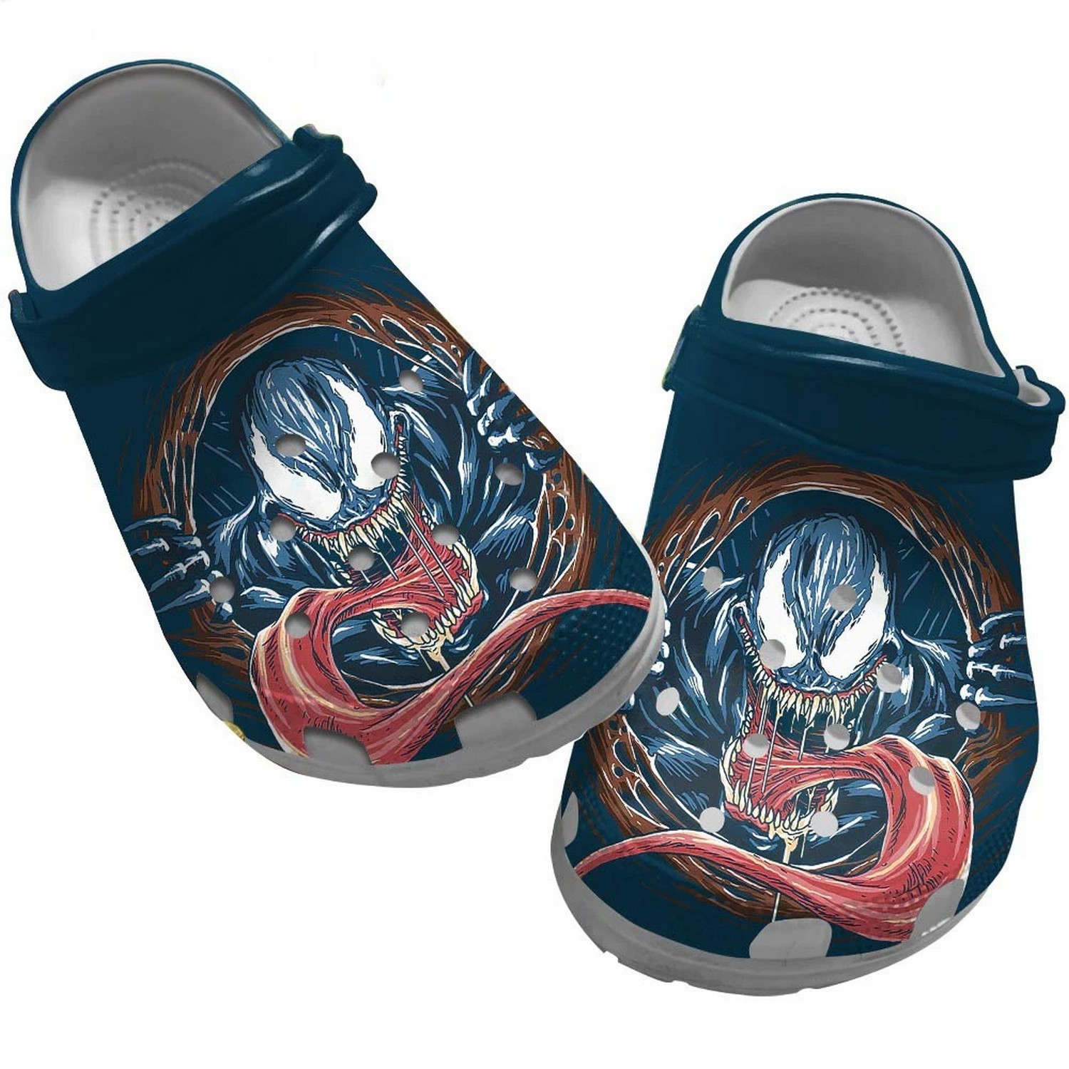 funny venom dark blue clogs for kids 26 adults w08k3