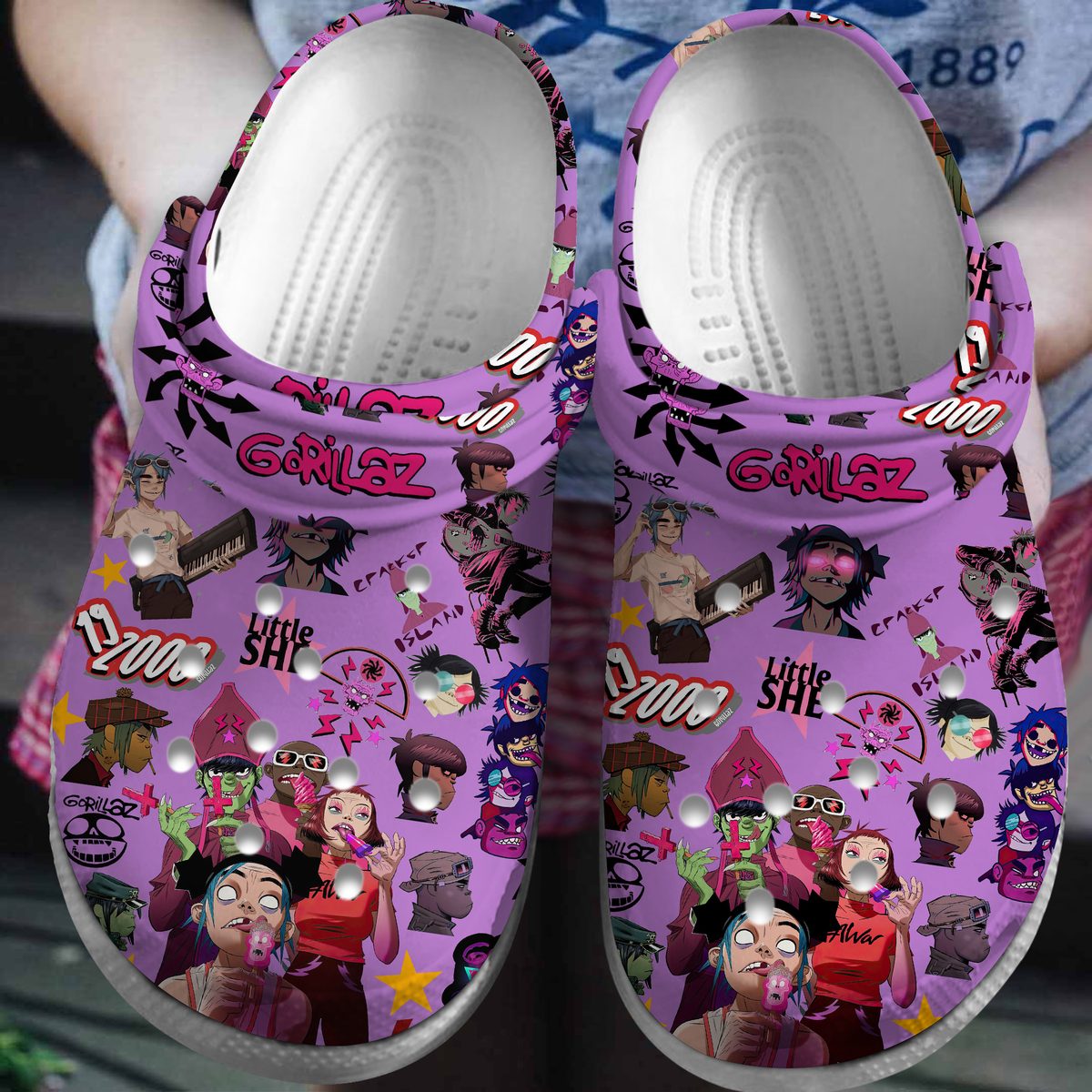 funny weird gorillaz music purple clogs for adults 26 kids vbnyp