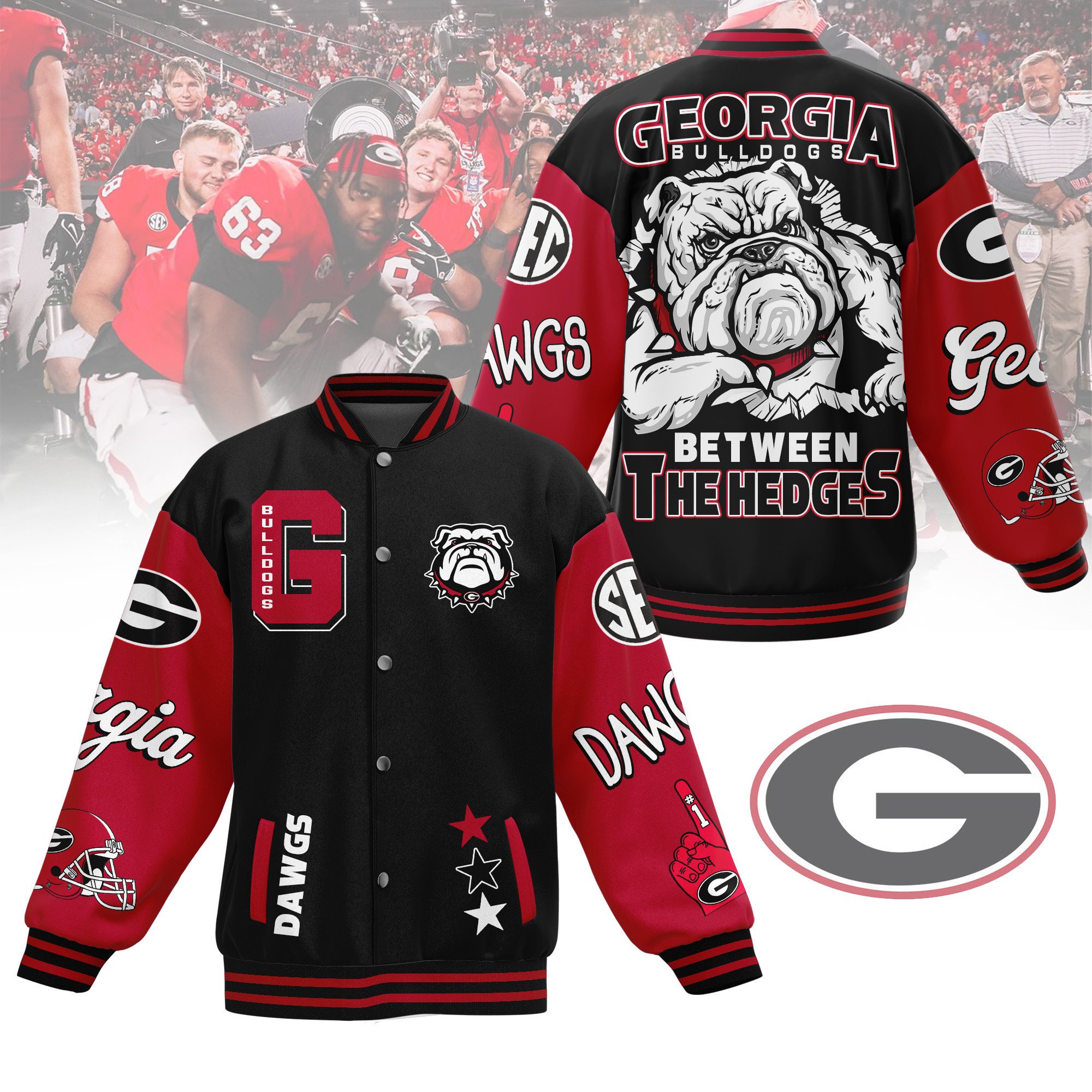 georgia between the hedges bulldogs baseball jacket for fans ktvmi