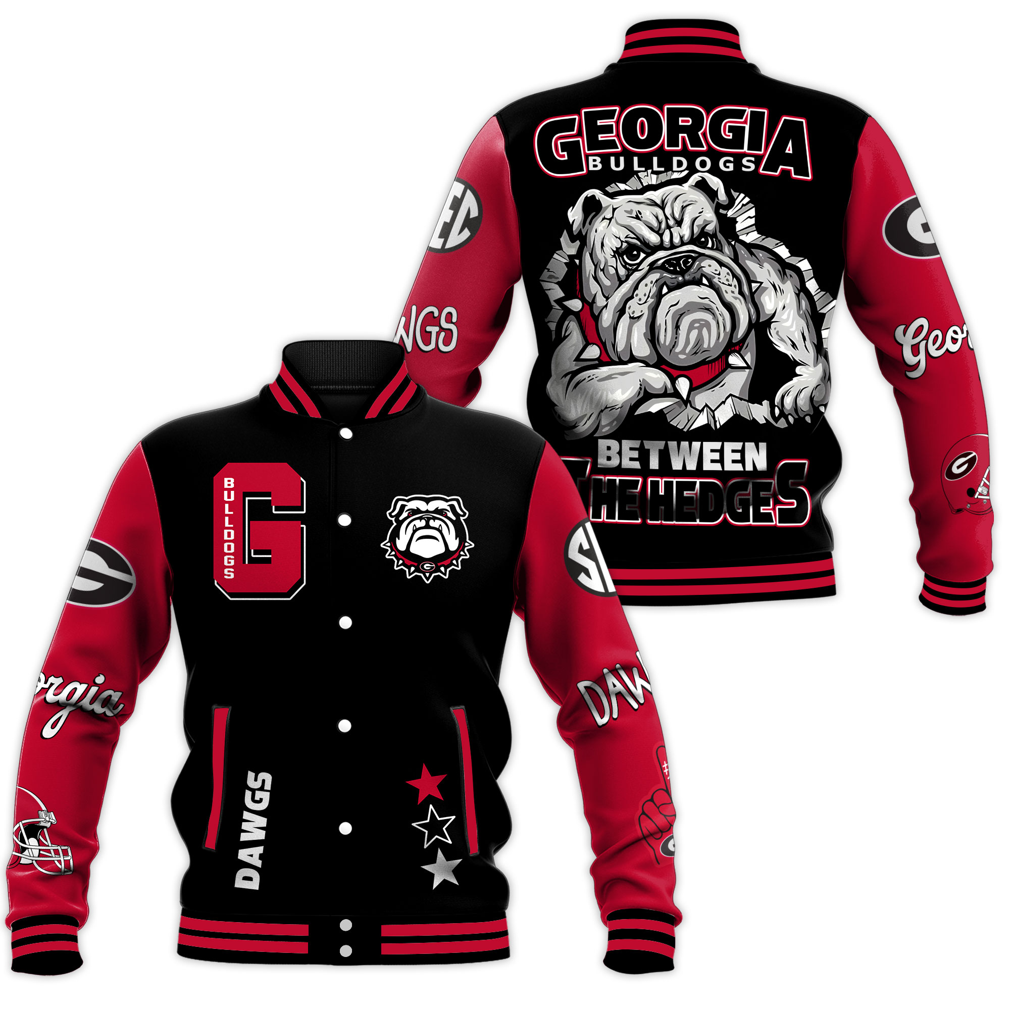 georgia bulldogs dawgs between the hedges baseball jacket 7pwl4