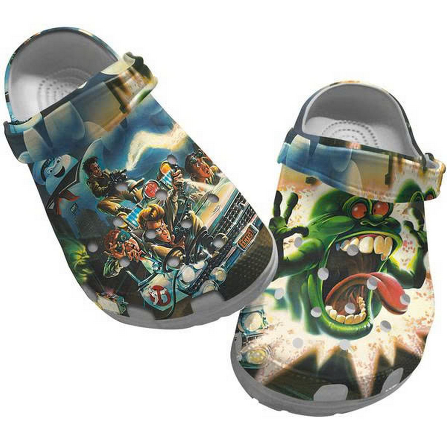 ghostbusters and green slimer 2d movie clogs for kids 26 adults fwe2b