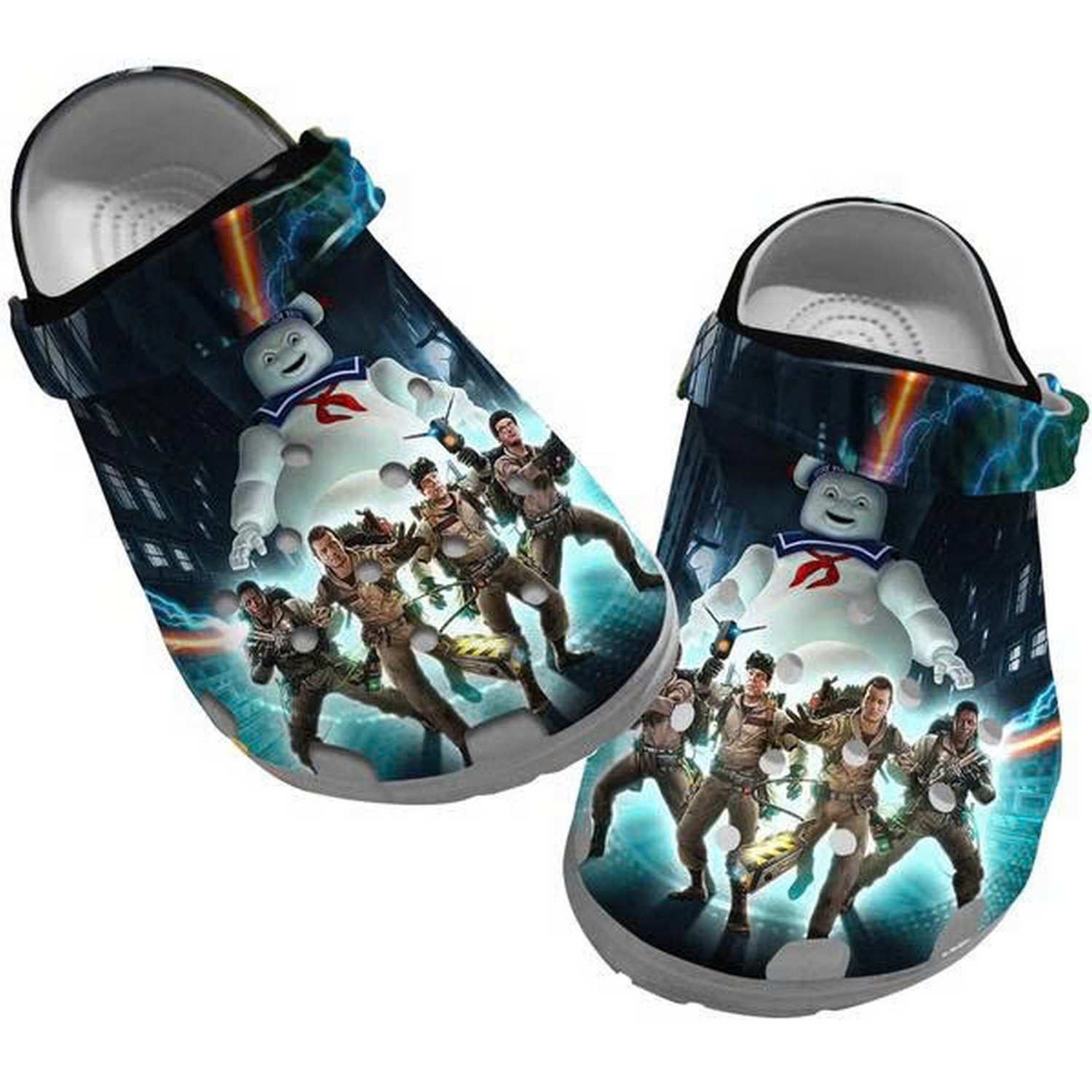 ghostbusters and stay puft marshmallow man clogs for kids 26 adults e81qx