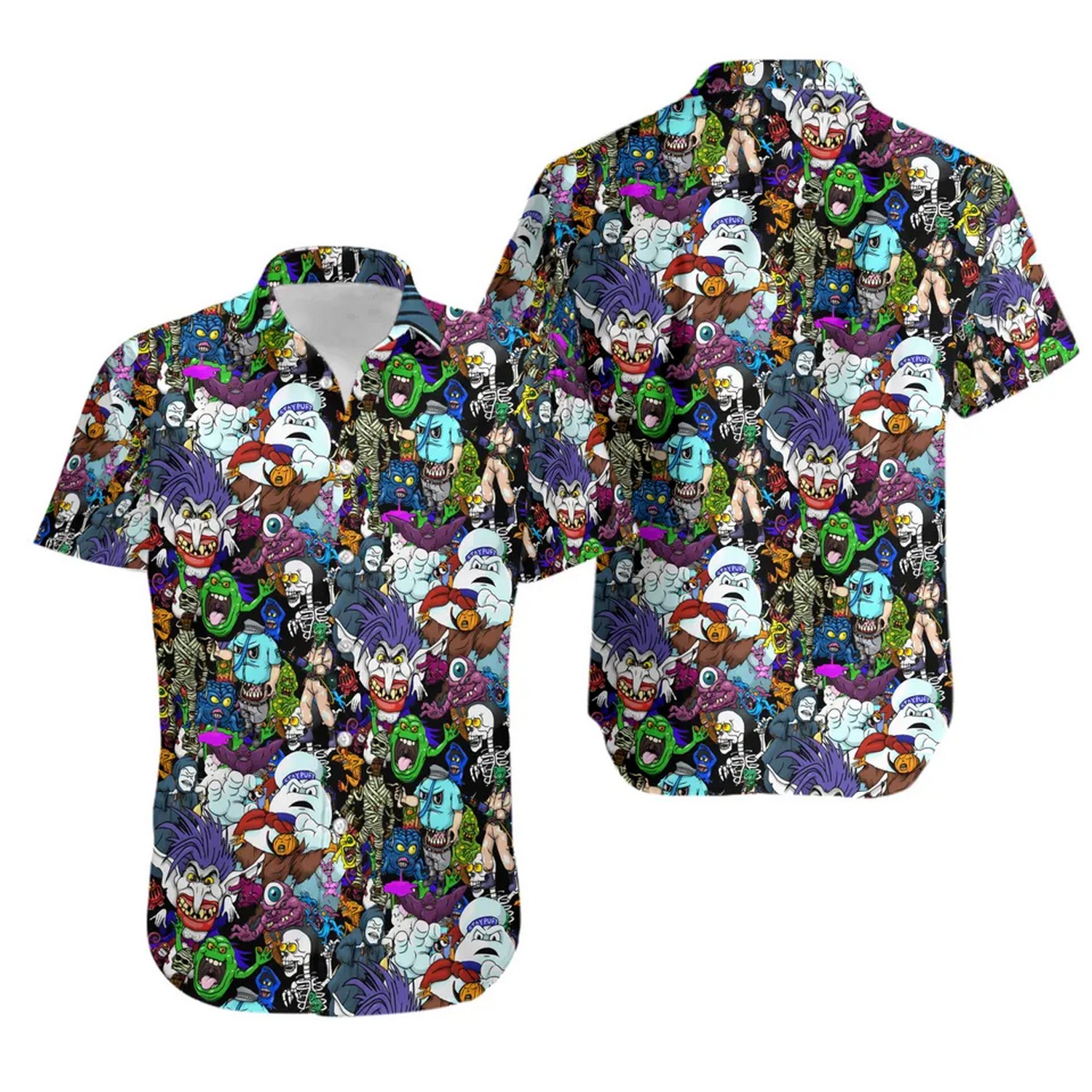 ghostbusters monsters pattern hawaiian shirt n8ona