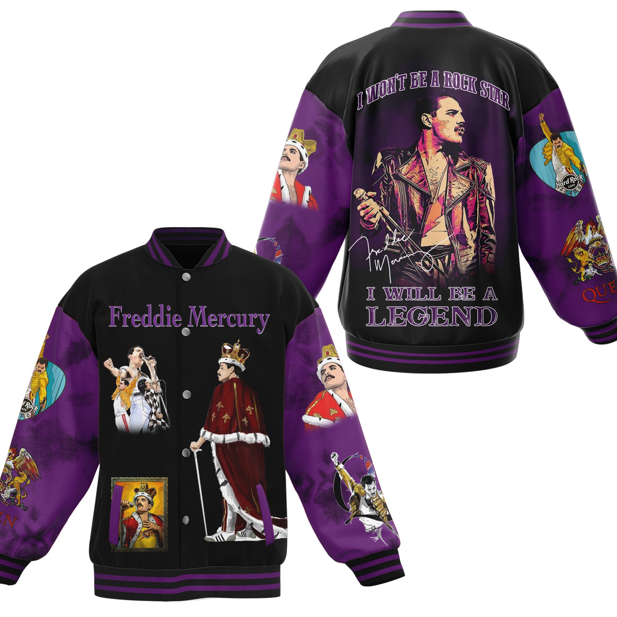good looking purple freddie mercury queen music baseball jacket 1sbvr