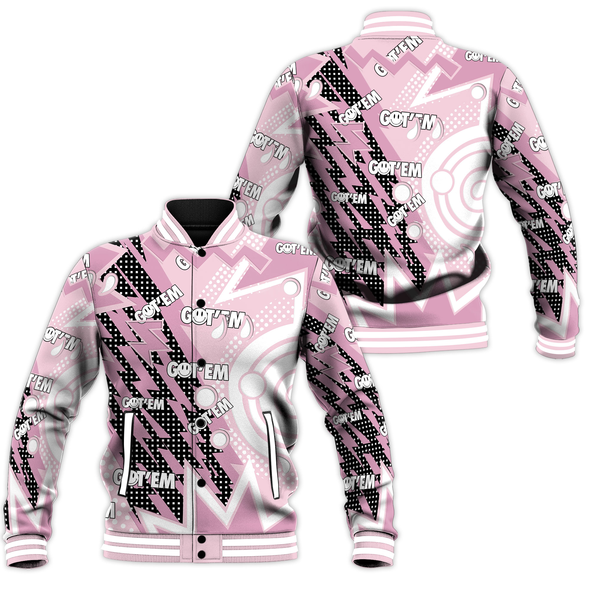gotem styish electro pink music baseball jacket qrdld