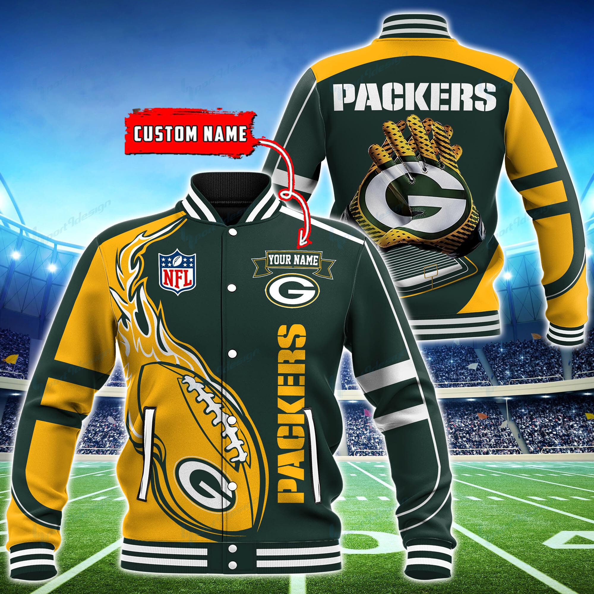 green bay packers personalized baseball jacket bg12 4iktj