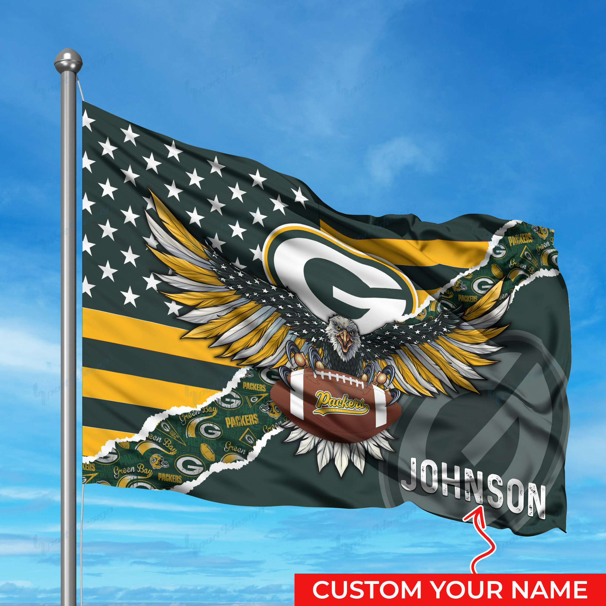 green bay packers personalized flag 286 2k2lk