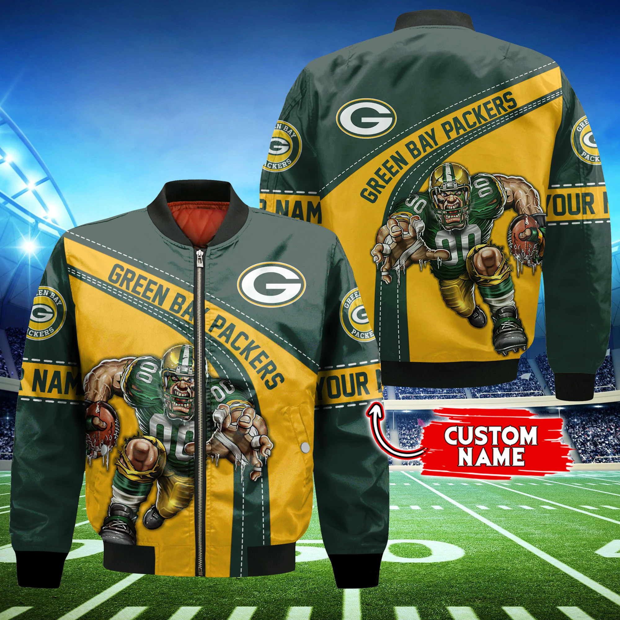 green bay packers personalized thick bomber jacket cs119 35oke