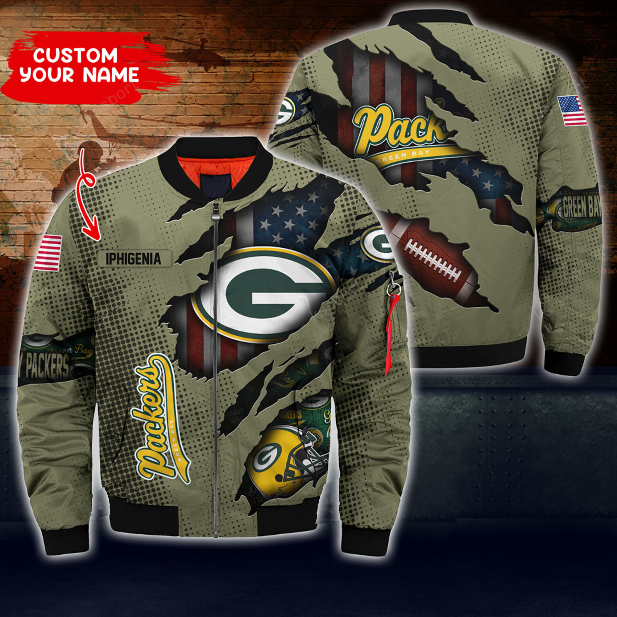 green bay packers personalized thick bomber jacket cs51 fpnly