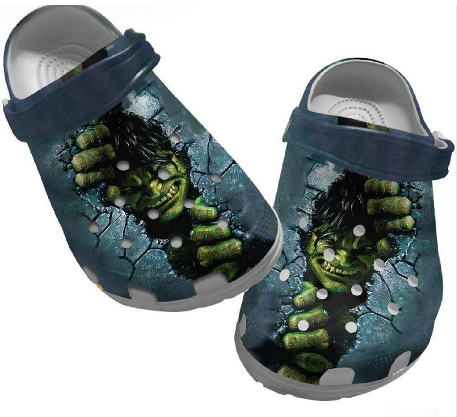 green hulk broken wall avengers clogs for kids and adults srqy9