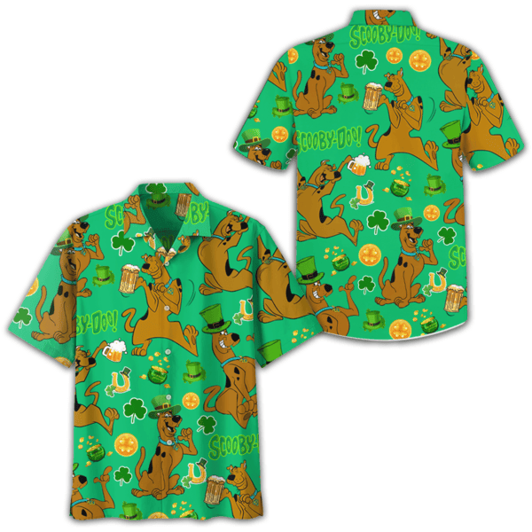 green shirt dancing party scooby doo happy patricks day hawaiian shirt dbtkg