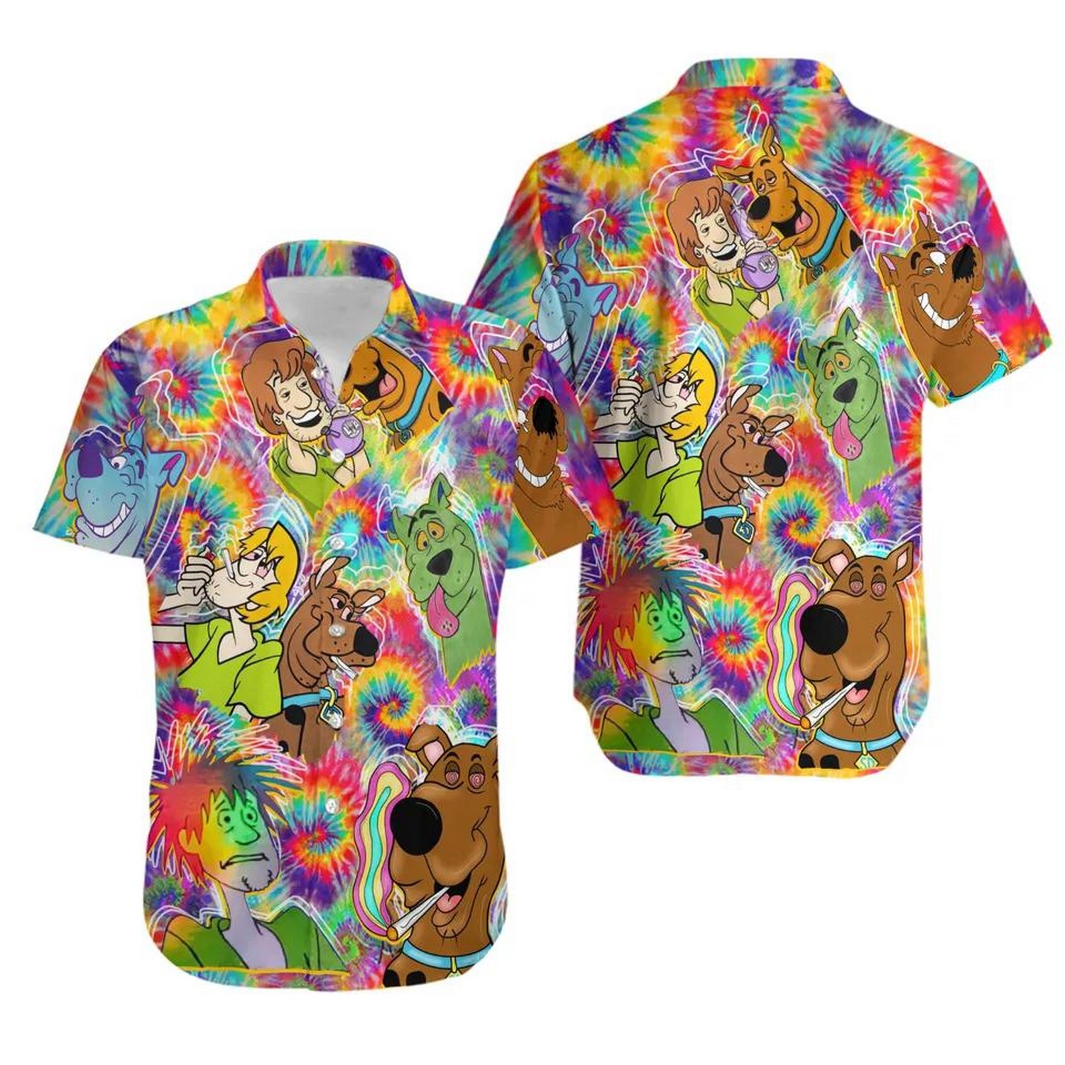 groovy scooby doo hippie hawaiian shirt qazqy