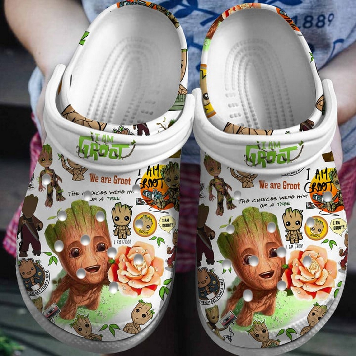 guardian of the galaxy movie little groot white clogs for kids and adults fast shipping pjaxz