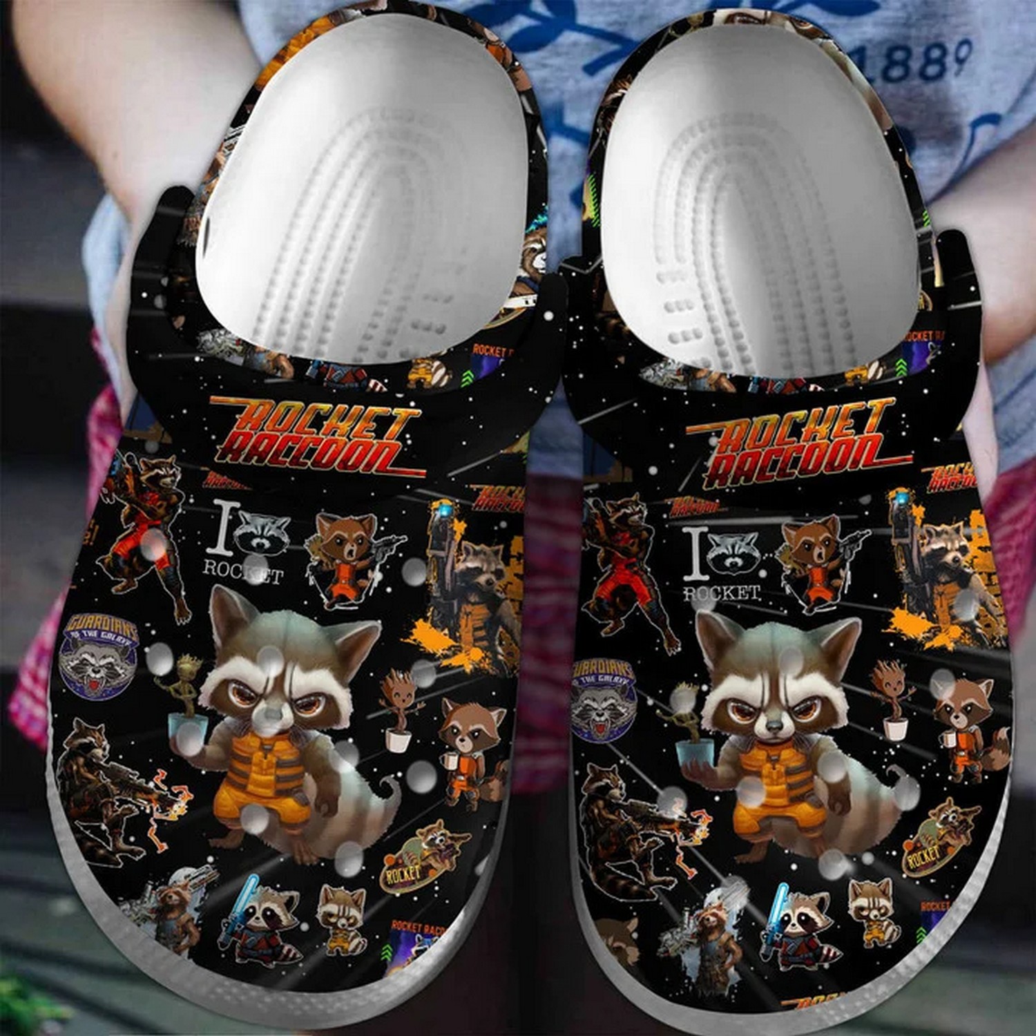 guardian of the galaxy movie rockey racoon cartoon black clogs for kids and adults fast shipping 8yoef