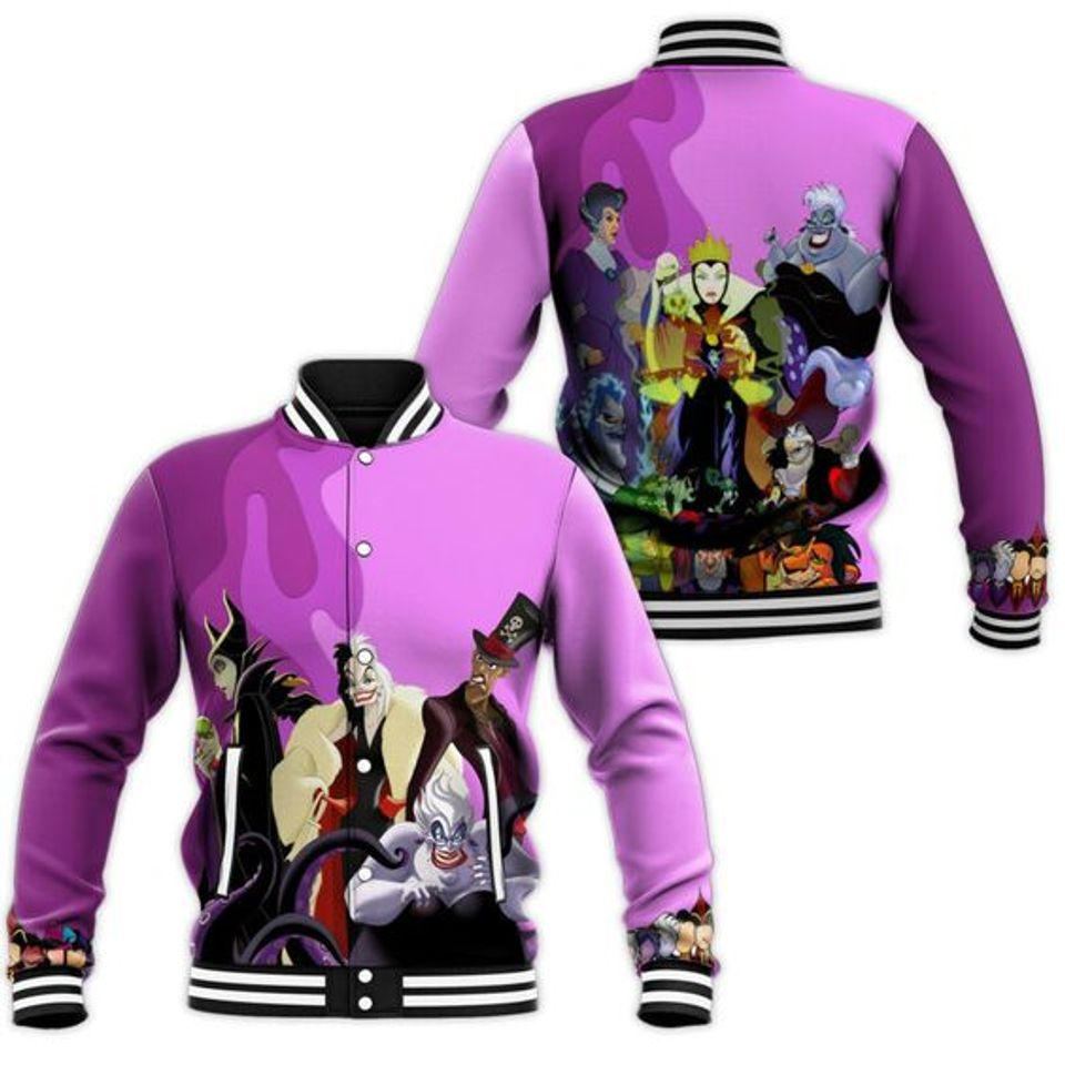 hang out with us disney villain trendy baseball jacket 3xbsa