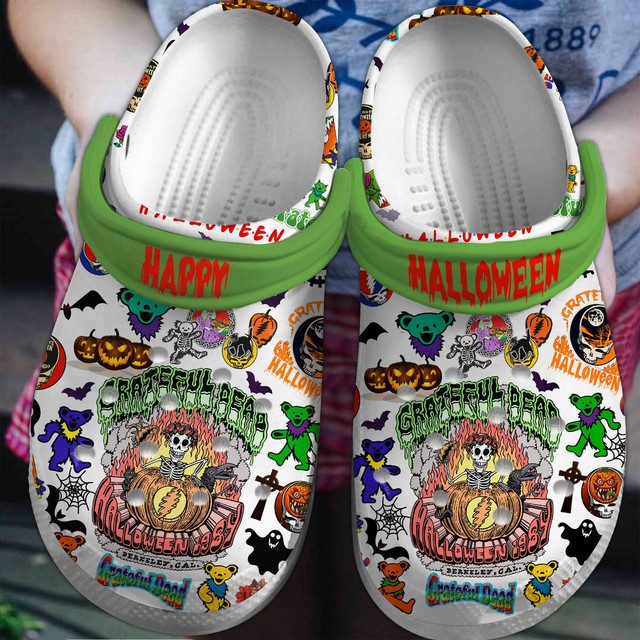 happy halloween grateful dead music band clogs rub9h