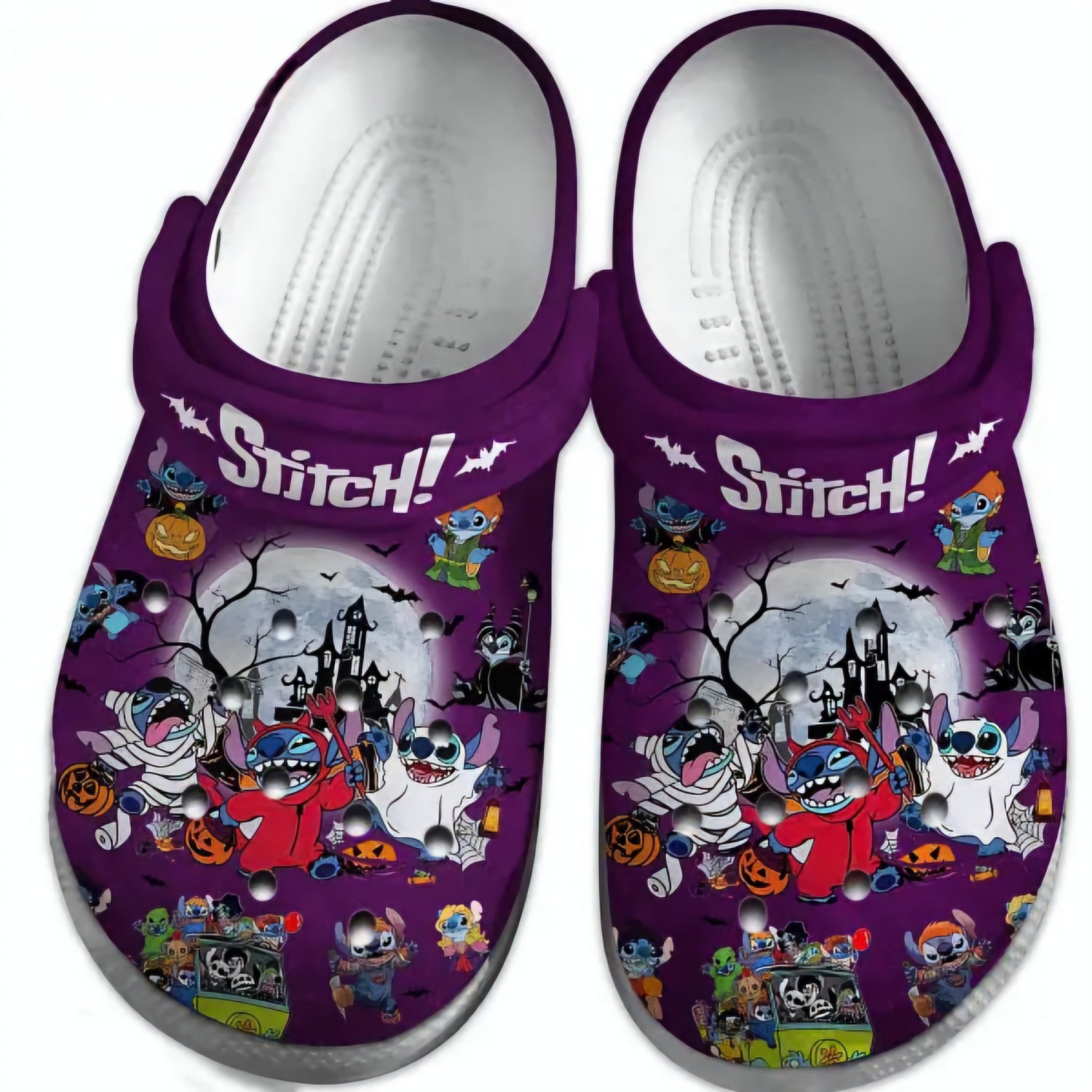 happy halloween stitch violet clogs for kids 26 adults ydlq9