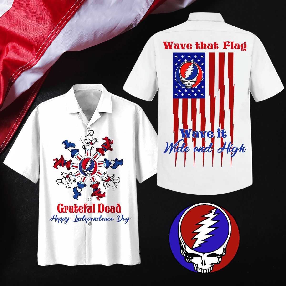 happy independence day grateful dead 4th of july white hawaii shirt laj8c