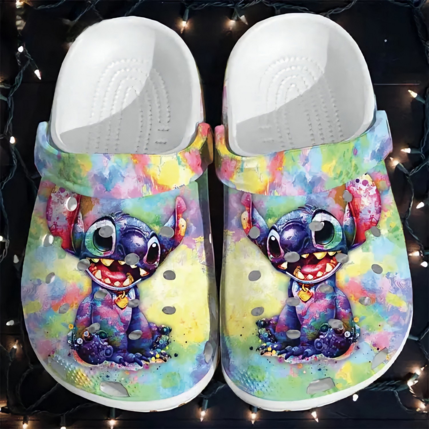 happy stitch watercolorful clogs for kids 26 adults kssqm