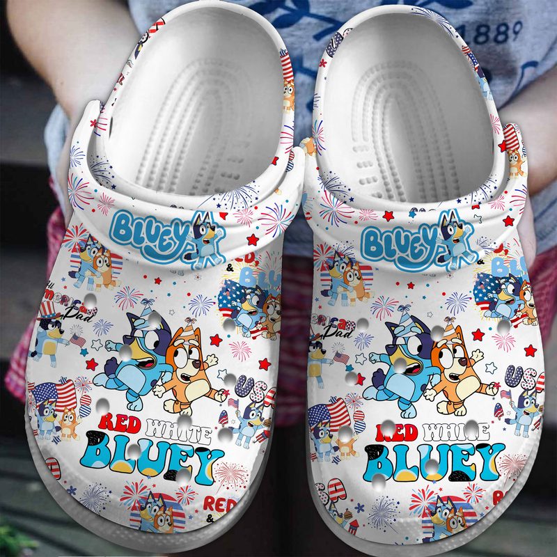 happy the fourth of july with bluey and bingo classic clogs for kids 26 adults 6pgqr