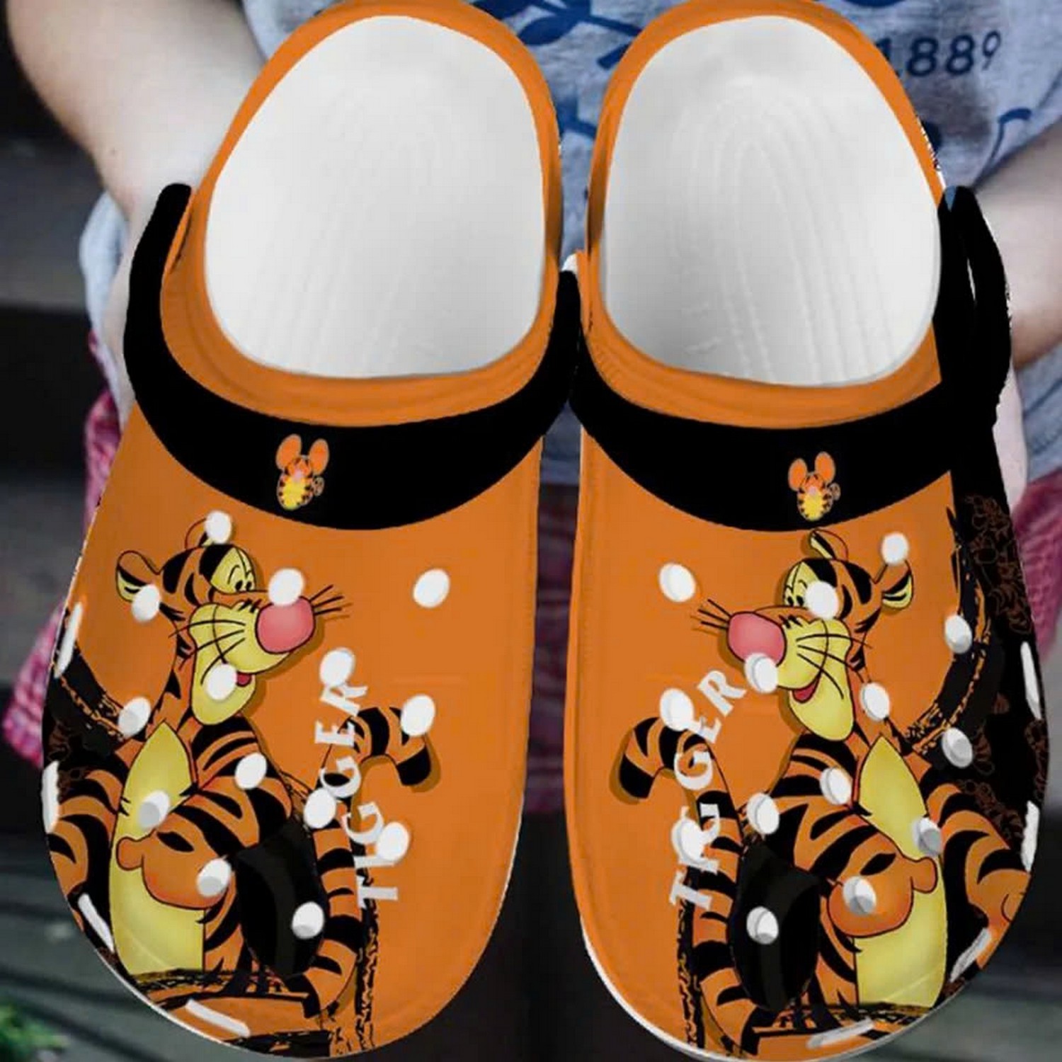 happy tigger black orange clogs for kids and adults ldnmk