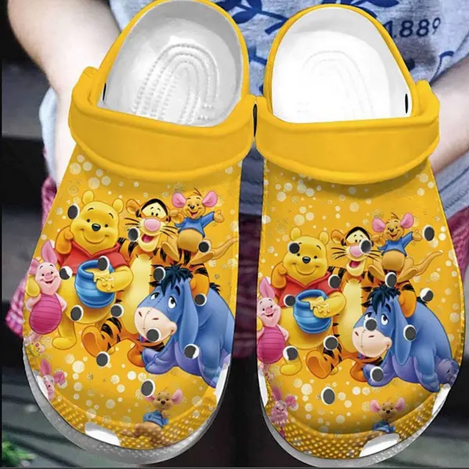 happy winnie the pooh and friends orange and polka dots clogs for kids and adutls tbxw8