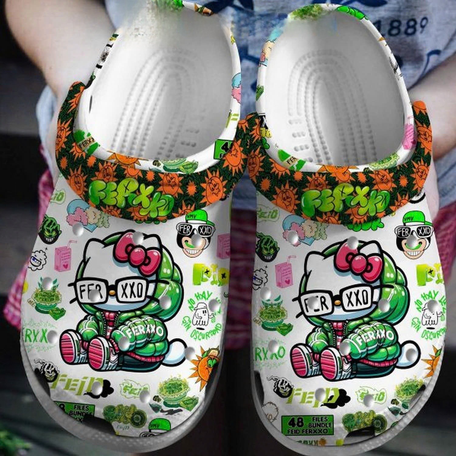 hello kitty happy green fer xxo white clogs for kids and adults i5hy8