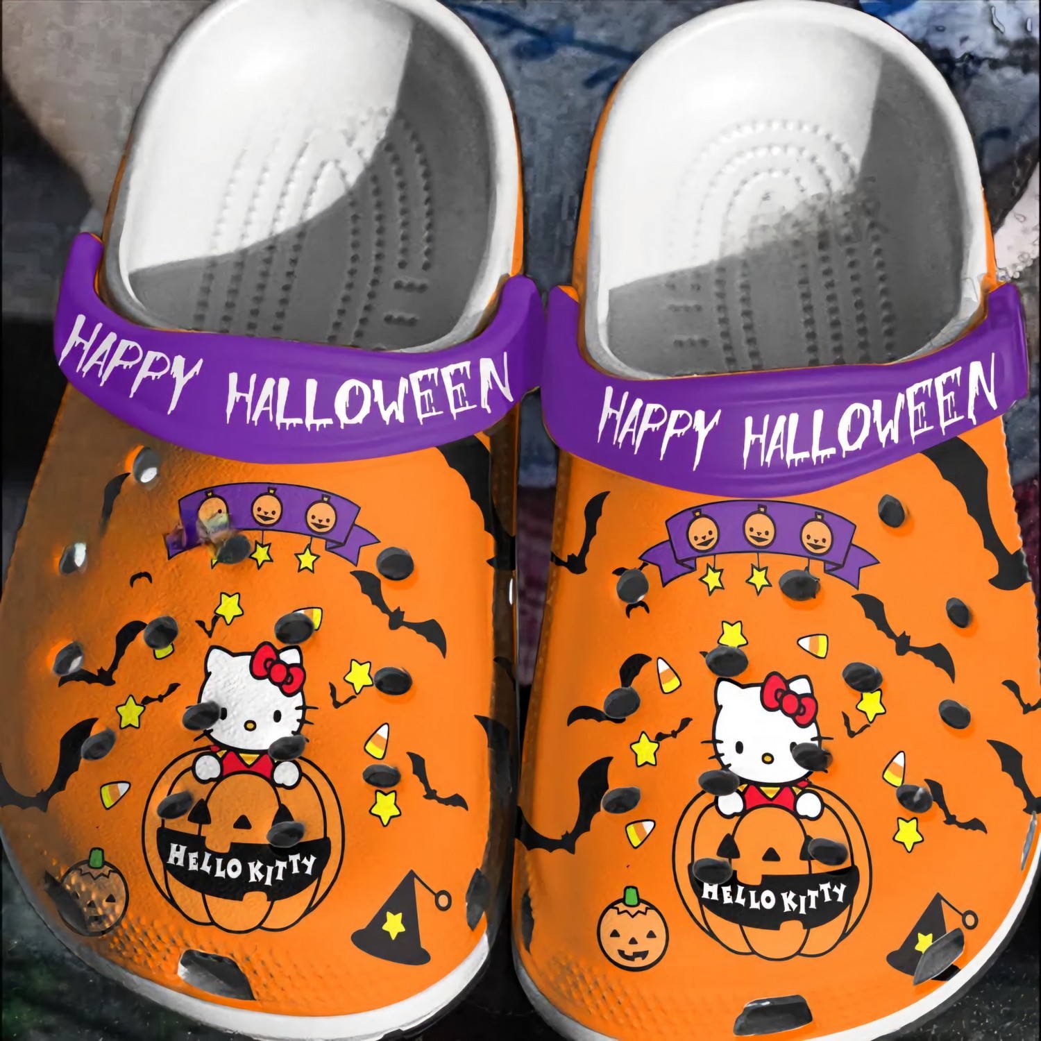 hello kitty happy halloween orange clogs for kids and adults ekgjs