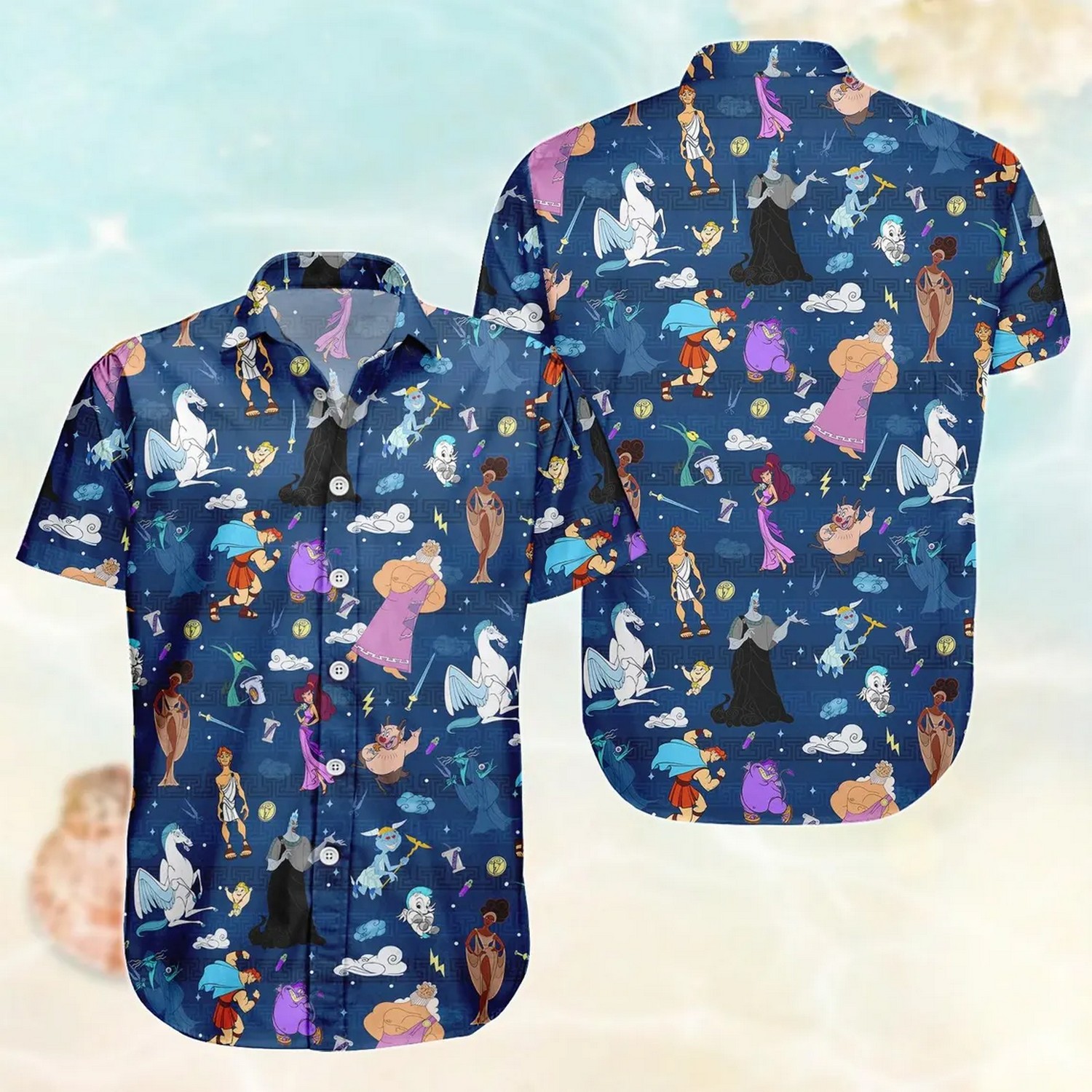 hercules disney cartoon characters hawaiian shirt mdnnp